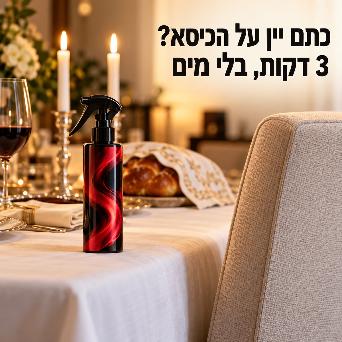כתם יין על הכיסא? · 3 דקות, בלי מים
