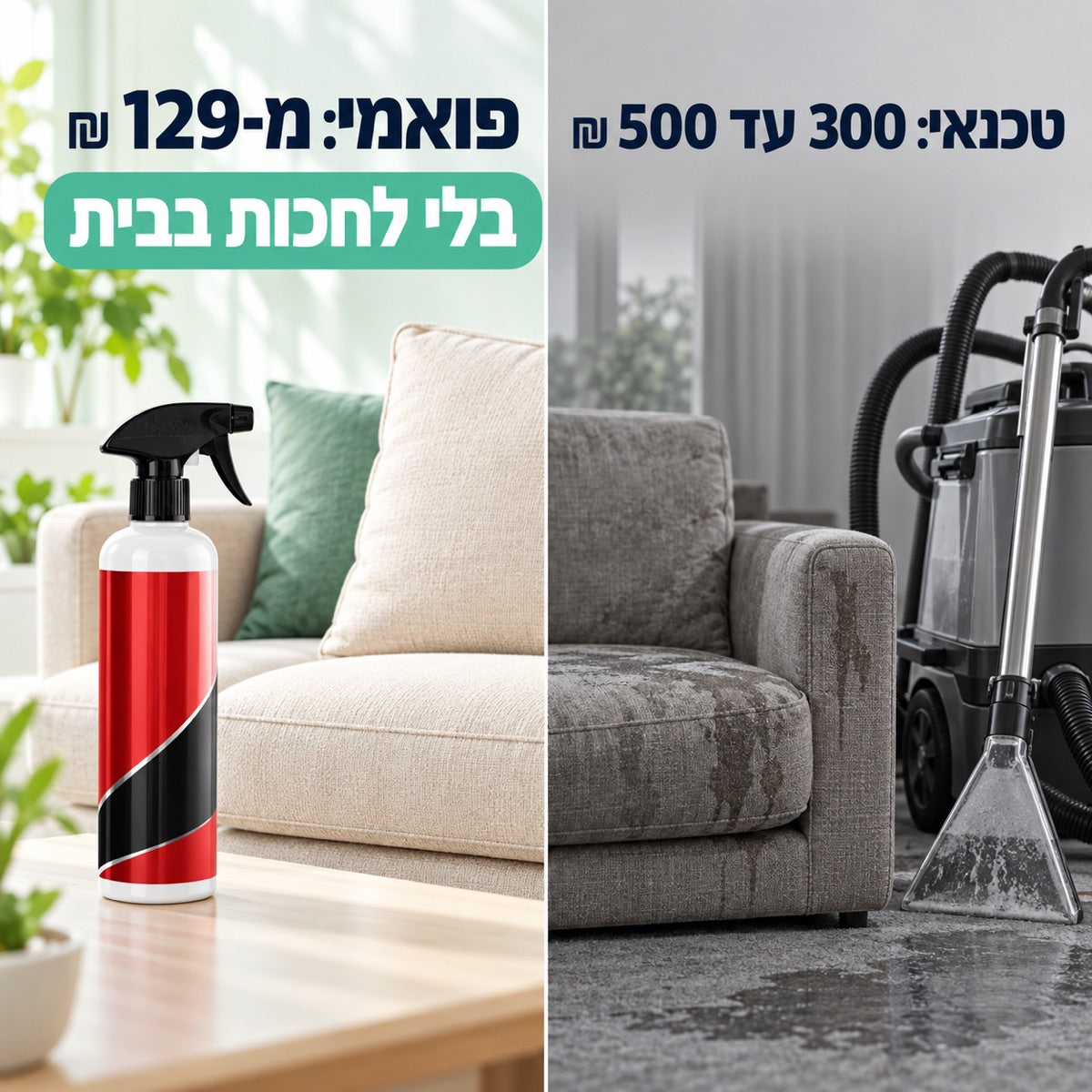 טכנאי: 300 עד 500 ₪ · פואמי: מ-129 ₪ · בלי לחכות בבית