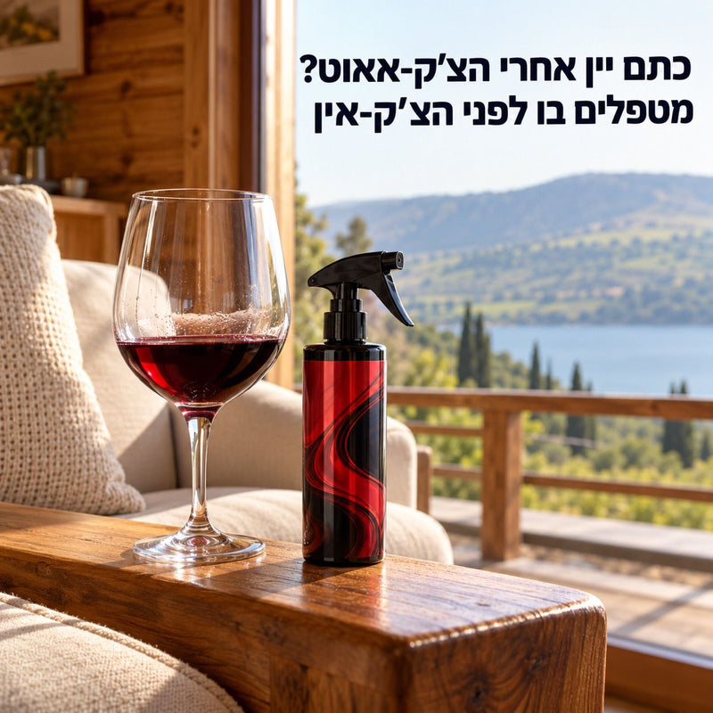 כתם יין אחרי הצ׳ק-אאוט? · מטפלים בו לפני הצ׳ק-אין