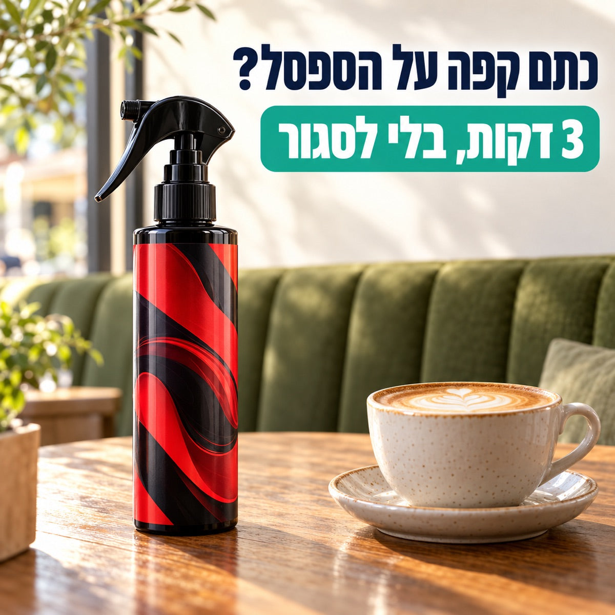 כתם קפה על הספסל? · 3 דקות, בלי לסגור