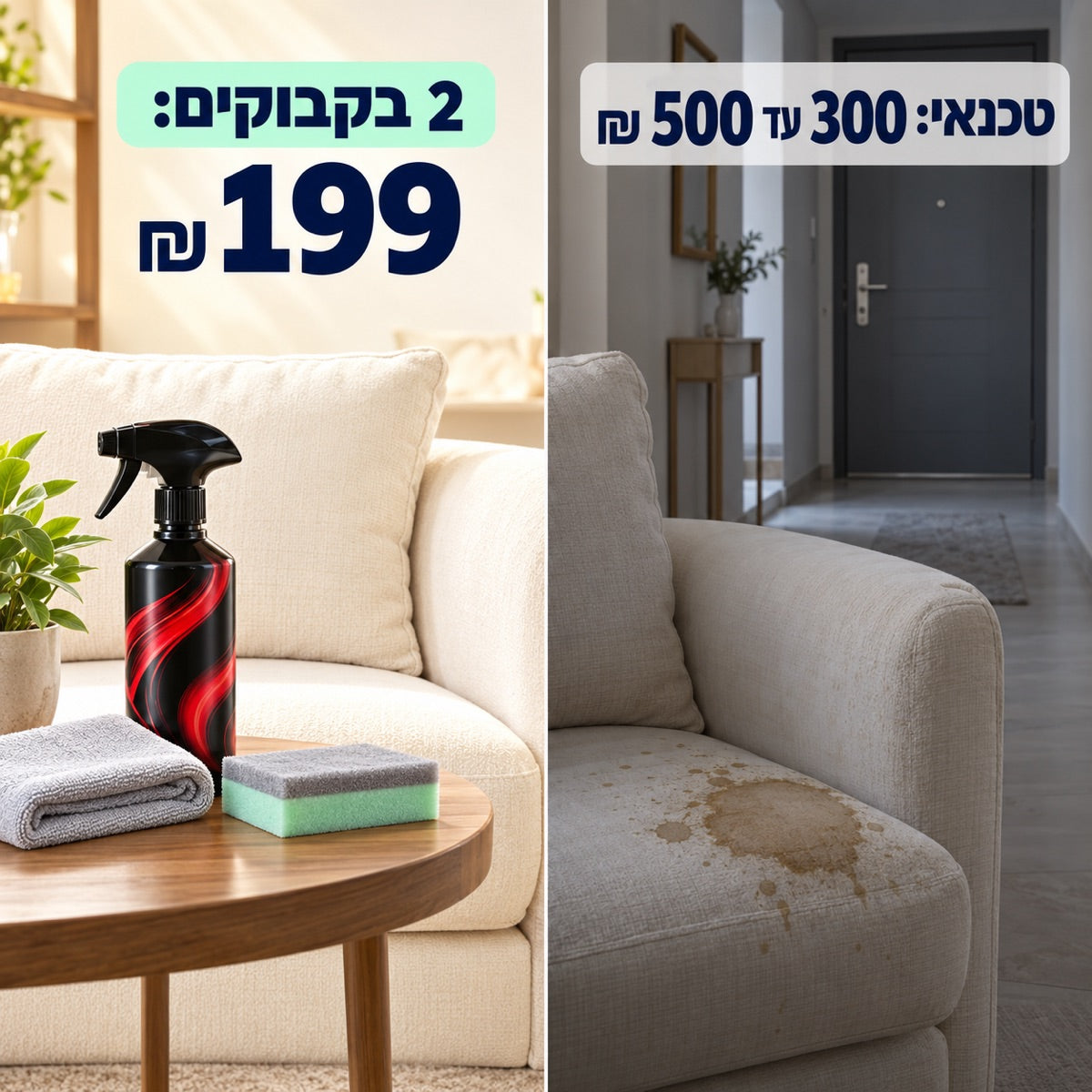 טכנאי: 300 עד 500 ₪ · 2 בקבוקים: 199 ₪